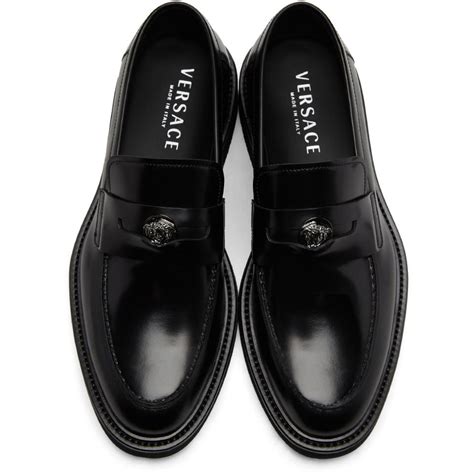 VERSACE Leather Penny Loafers for Men 